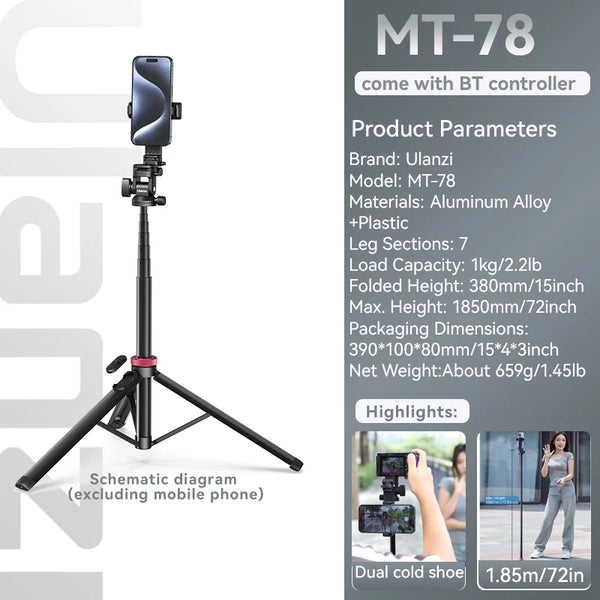 Ulanzi MT-78 Phone Tripod with Bluetooth Remote – Never Miss the Group Photo Again