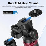 MT-78 Phone Tripod Selfie Stick Double Cold Shoe Quick Disassembly Gimbal 1/4 Screw for DSLR Camera