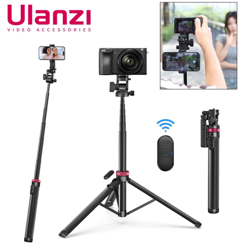 MT-78 Phone Tripod Selfie Stick Double Cold Shoe Quick Disassembly Gimbal 1/4 Screw for DSLR Camera